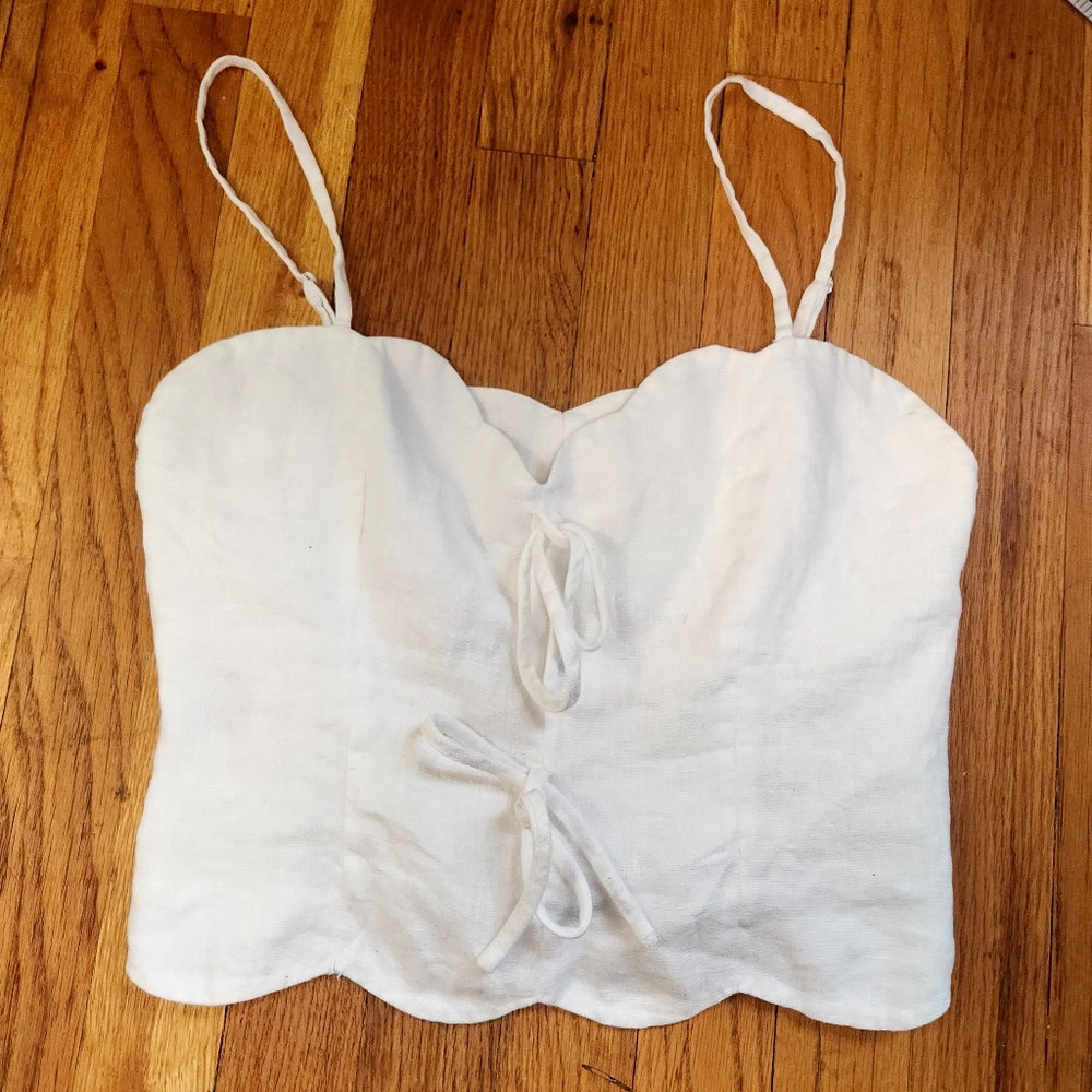Reformation Doppio 100% Linen Tank Top in WHITE